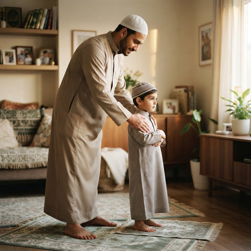 كيف تعلّم طفلك الصلاة خطوة بخطوة — دليل عملي للأهل